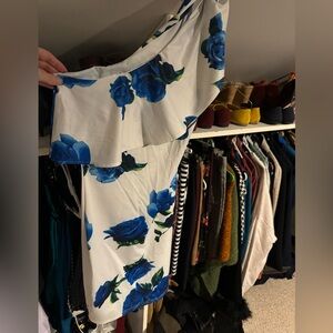 White and blue floral dress